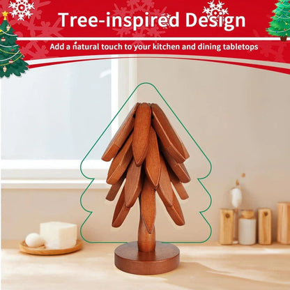Heat Resistant Wooden Trivet Mat for Kitchen Countertops