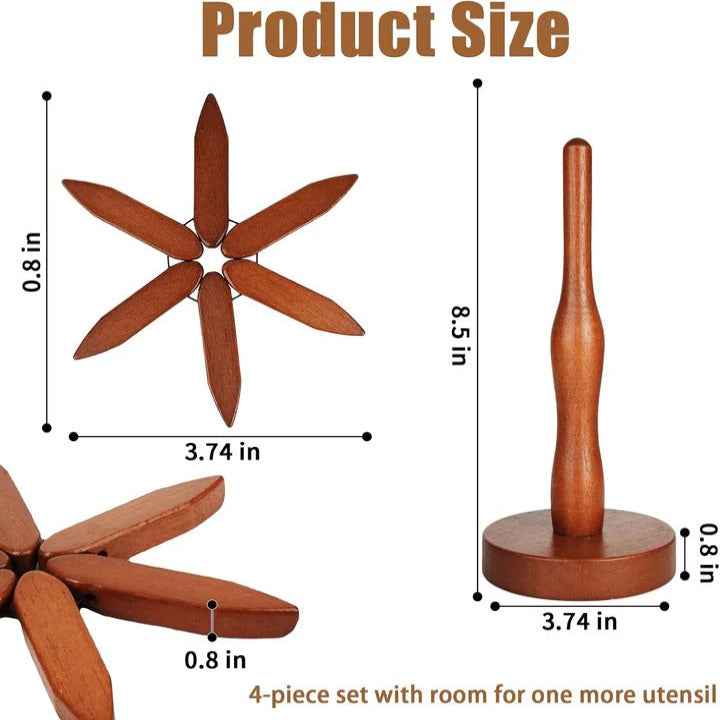 Heat Resistant Wooden Trivet Mat for Kitchen Countertops