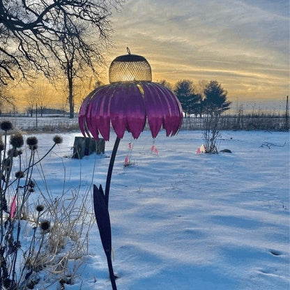 Decorative Metal Coneflower Bird Feeder Garden Stake
