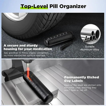 Aluminum Pill Organizer Box, Seven-Day Travel Container