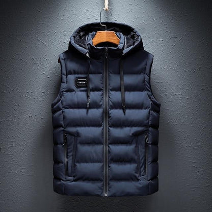 Basic Hooded Puffer Vest Plain Design