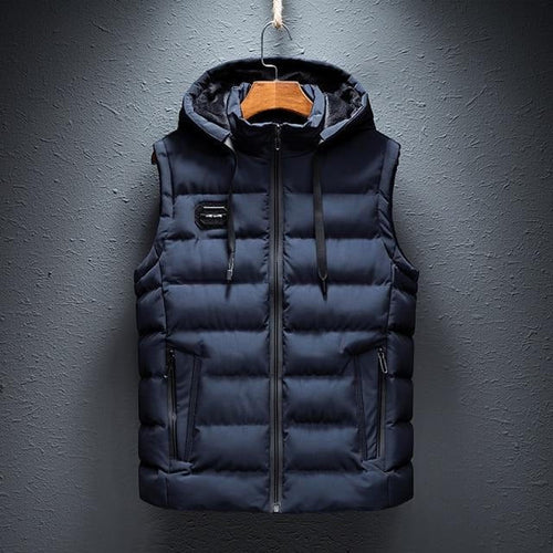 Basic Hooded Puffer Vest Plain Design