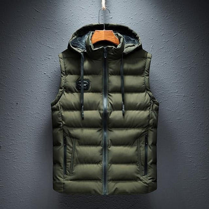 Basic Hooded Puffer Vest Plain Design