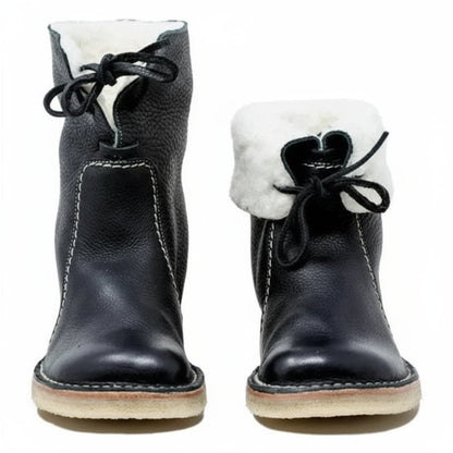 Genuine Leather Wool Lined Thermal Hiking Boots