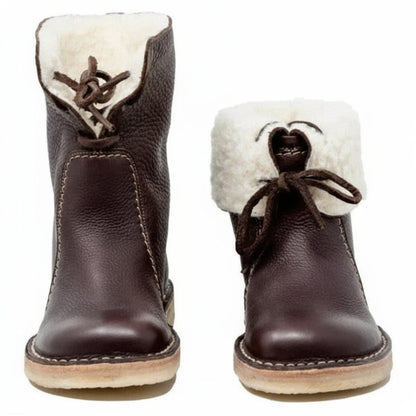 Genuine Leather Wool Lined Thermal Hiking Boots