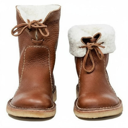 Genuine Leather Wool Lined Thermal Hiking Boots
