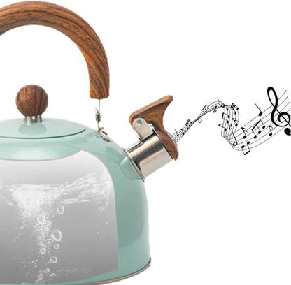 Whistling Stovetop Kettle, Induction and Gas Compatible with Heat Resistant Handle