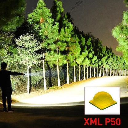 Rechargeable XHP502 LED Tactical Flashlight with Bright Beam