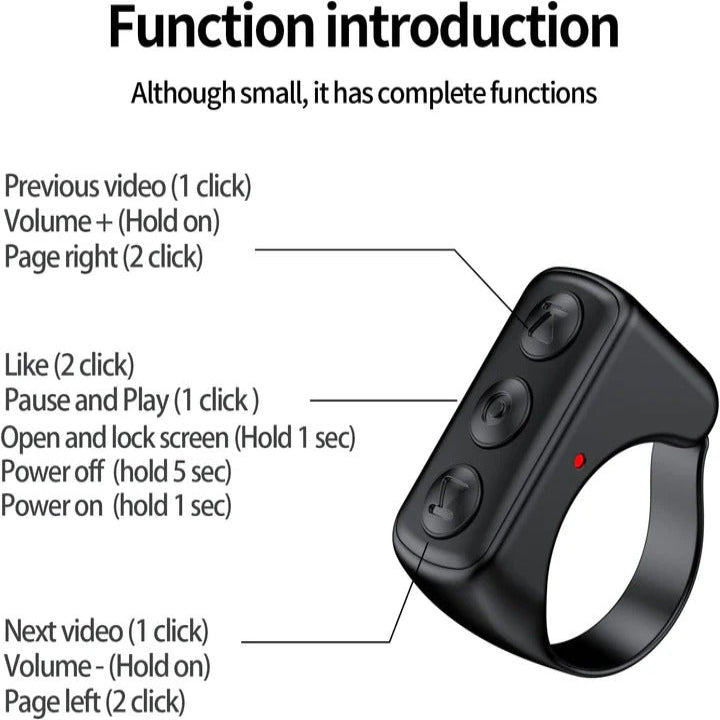 Wireless Ring Remote Control and Bluetooth Phone Camera Shutter