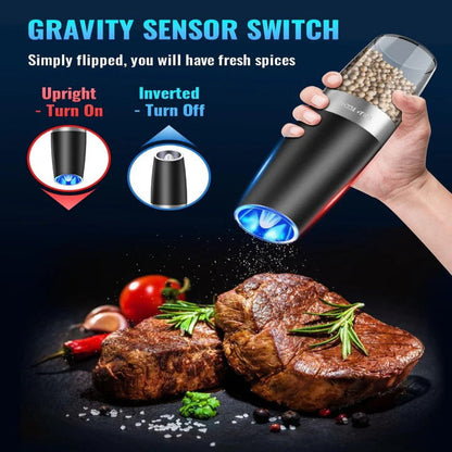 Electric Pepper Grinder and Salt Shaker Mill, Set of 2