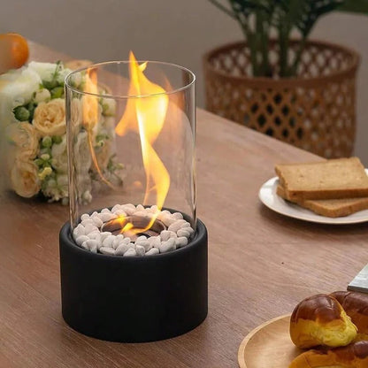 Glass Table Fireplace, Small and Portable