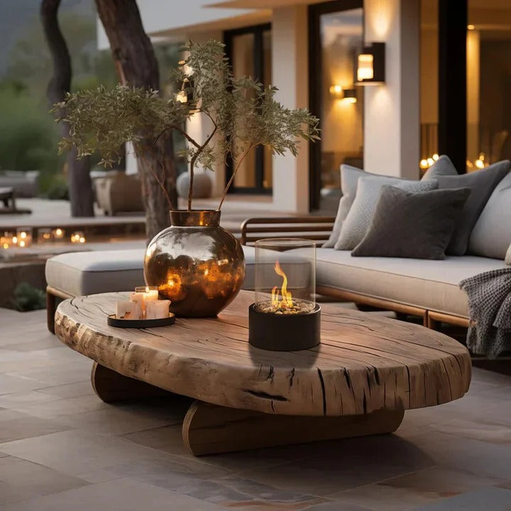 Glass Table Fireplace, Small and Portable