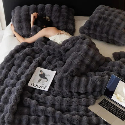 Textured Blanket for Bed or Sofa, Decorative Home Throw