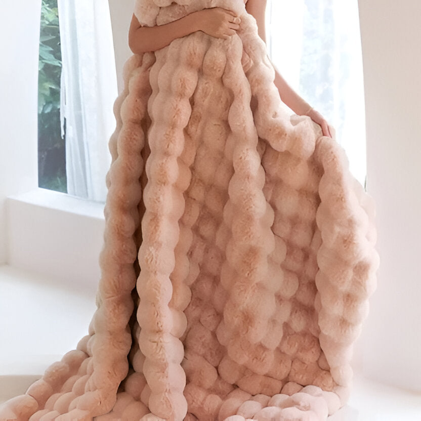 Textured Blanket for Bed or Sofa, Decorative Home Throw
