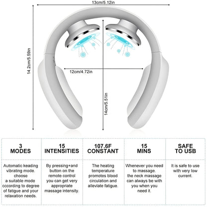 Portable Neck Massager with Pulse and Heat Functions