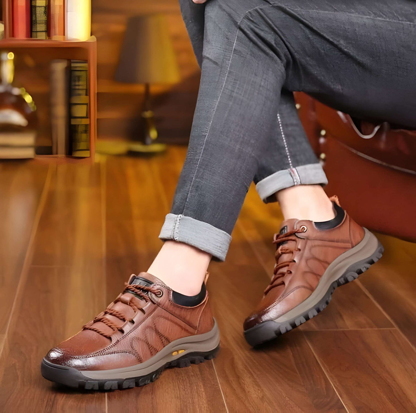 Orthopedic Shoes for Men of Leather with Supportive Insole