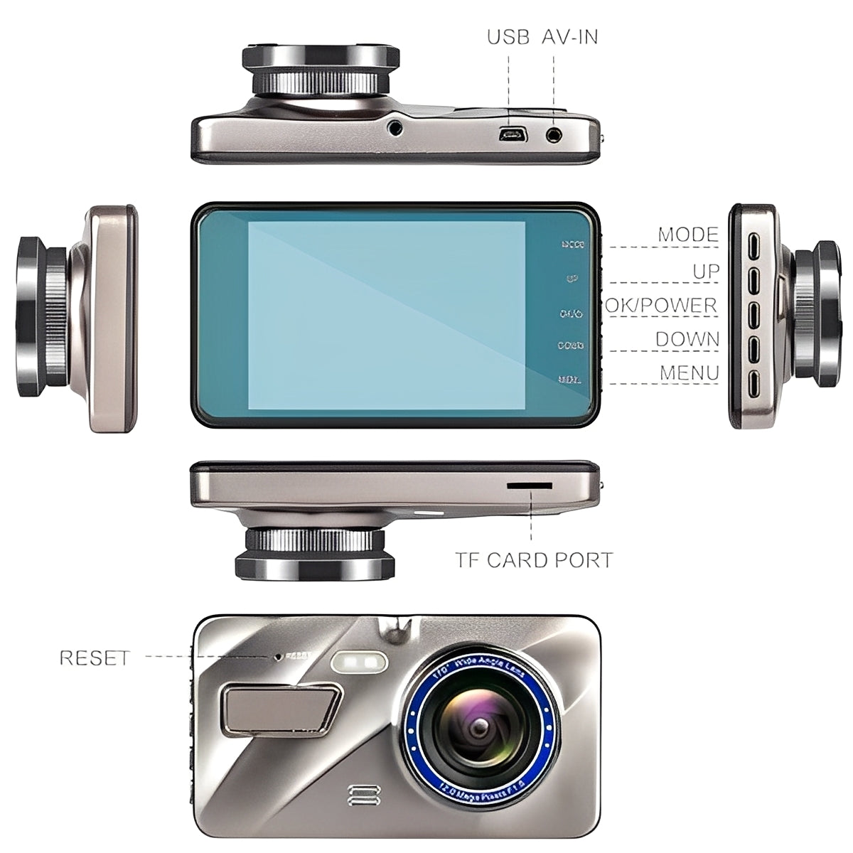 Wireless Dash Cam Front and Rear Recording Night Vision Car Camera