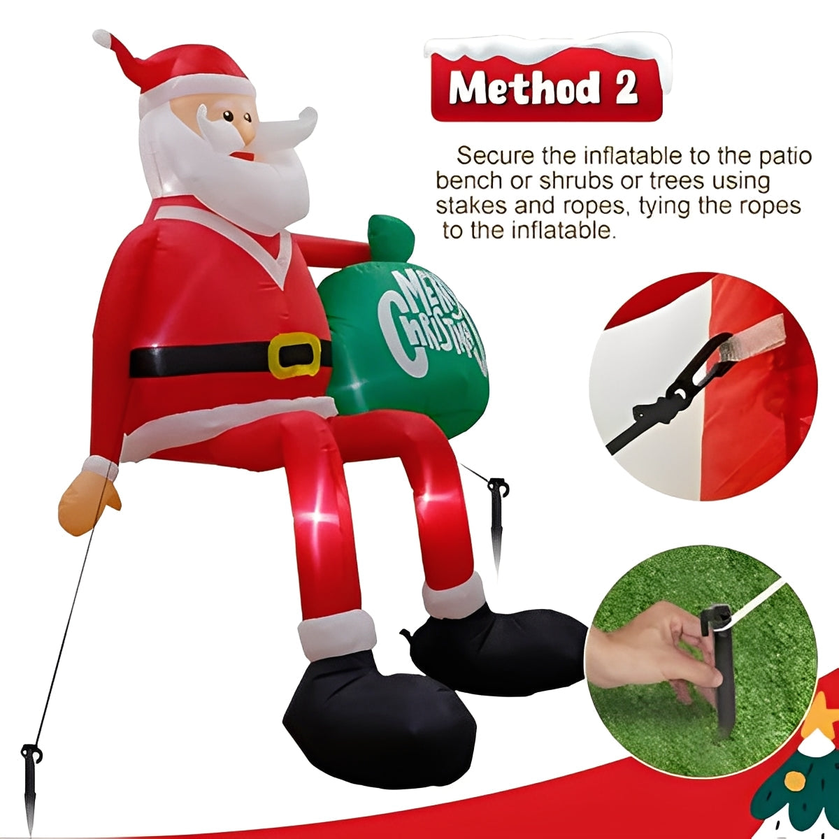 LED Inflatable Giant 8FT Climbing Santa Christmas Outdoor Decoration