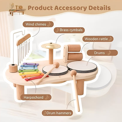Wooden Drum Kit Montessori Style for Child Development