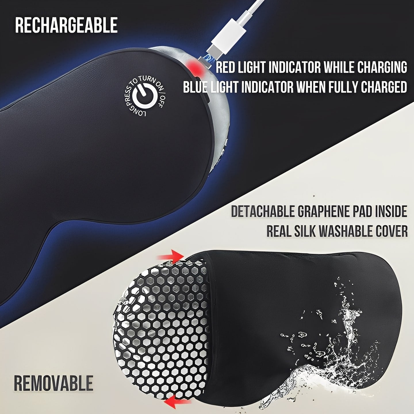 Electric Heated Eye Mask Rechargeable for Relaxation and Relief