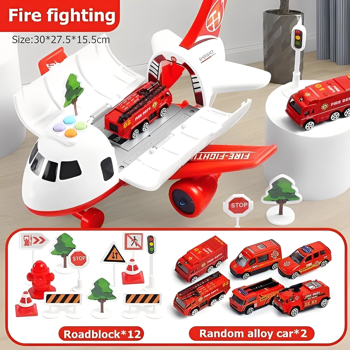 Kids Airplane Toy Set with Vehicles for Play
