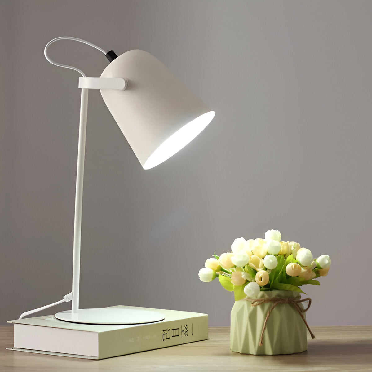 Nordic Iron Table Lamp Macaron Color Bucket Design