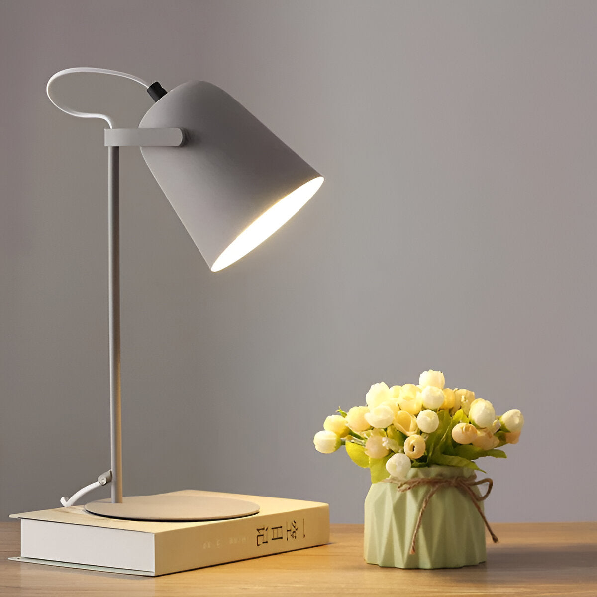 Nordic Iron Table Lamp Macaron Color Bucket Design