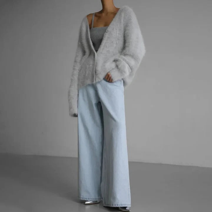 Womens Round Neck Sweater Cashmere Knitwear for Winter