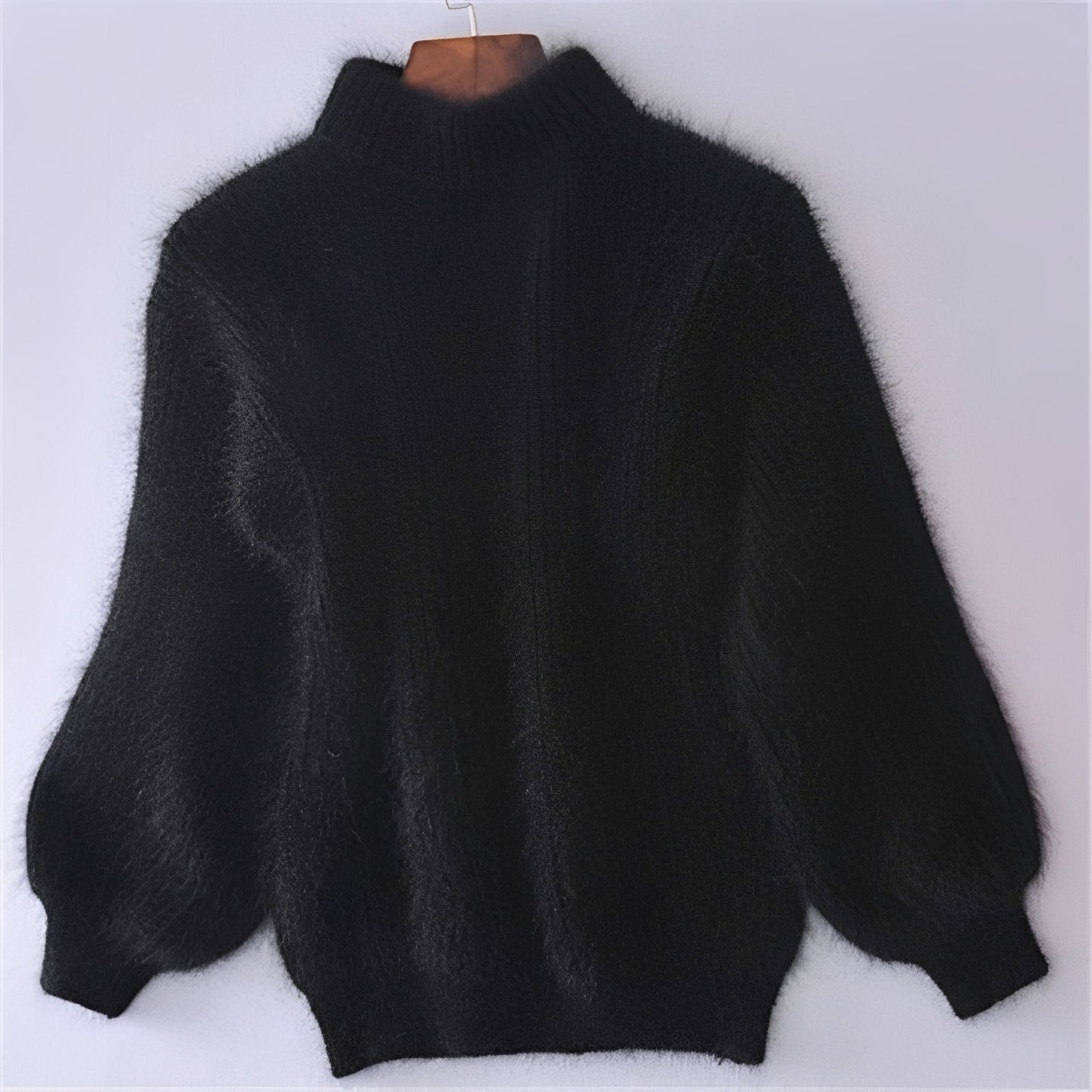 Womens Comfortable Loose Knit Sweater Solid Angora Blend