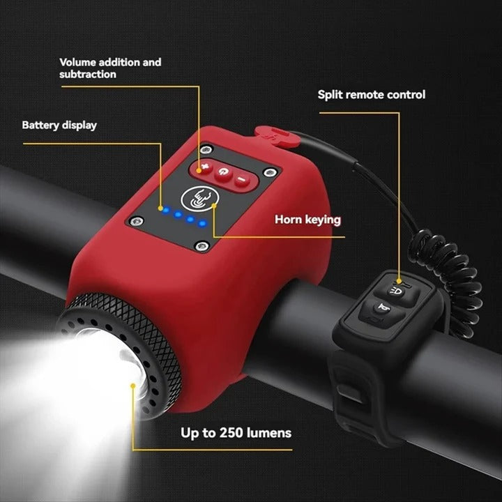 Electric Bike Horn and Front Light Safety Bell for Cycling