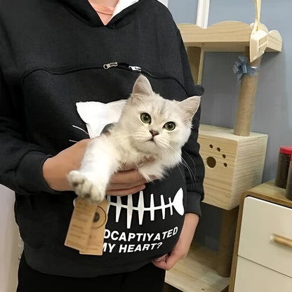 Fleece Sweatshirt with Cuddle Pouch for Cat and Small Pet Lovers