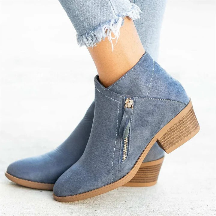 Leather Ankle Boots Orthopedic Arch Support for Women Wide Fit