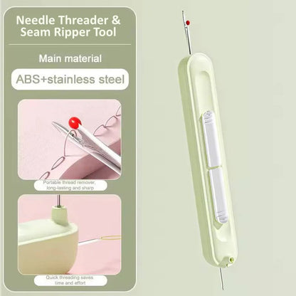 Portable Needle Threader and Seam Ripper Tool for Embroidery and Quilting