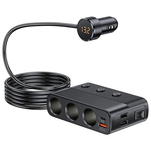 Heavy Duty 7-in-1 Car Cigarette Lighter Adapter with LED Voltage Display