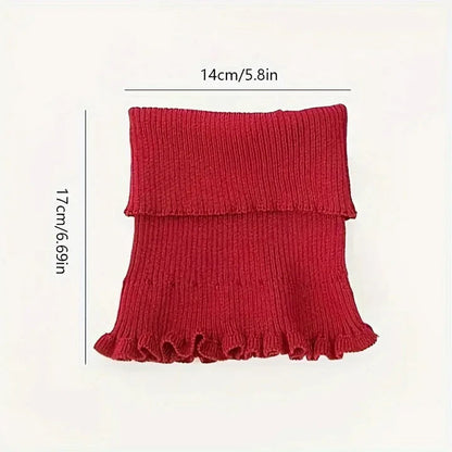 Elegant Women’s Knitted Turtleneck Scarf with Side Split and Versatile Draping