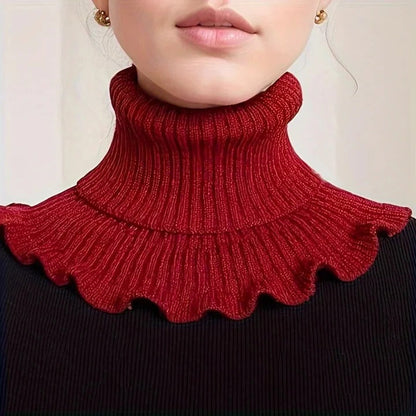 Elegant Women’s Knitted Turtleneck Scarf with Side Split and Versatile Draping