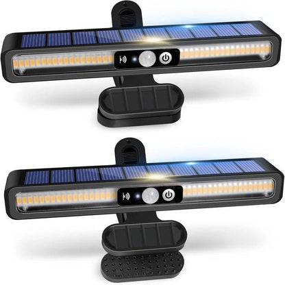 Solar Fence Lights, Motion Sensor Lamp, 36 LED Outdoor Spotlight, 2 Pack Deck Lighting