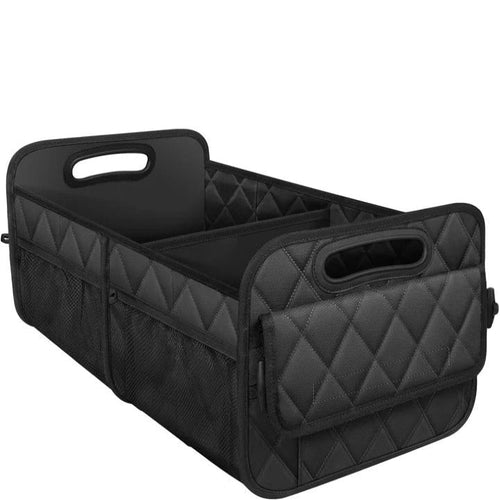 Car Trunk Storage Bag with Internal Subdividers and Hook and Loop Fasteners