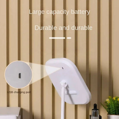 Portable Cosmetic Mirror With Lights and High Definition Glass and USB Charging Port and Compact Stand