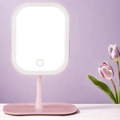 Portable Cosmetic Mirror With Lights and High Definition Glass and USB Charging Port and Compact Stand