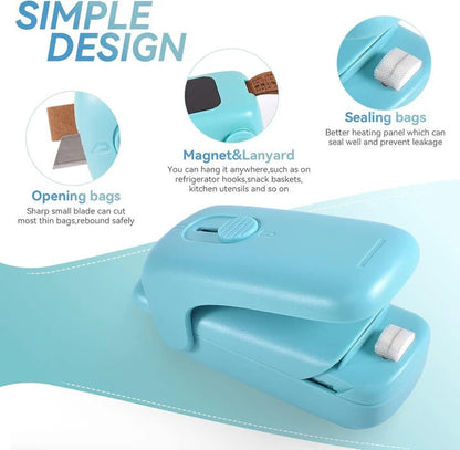 Portable Bag Sealer and Cutter, Battery Powered Heat Sealer for Food Storage