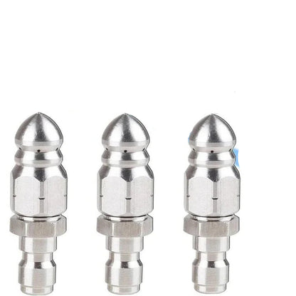 Sewer Jetter Nozzle, Pressure Washer Drain Cleaning Tip, 1/4 Inch Quick Connect, Stainless Steel