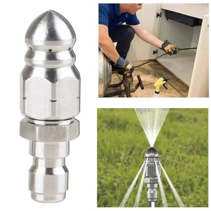 Sewer Jetter Nozzle, Pressure Washer Drain Cleaning Tip, 1/4 Inch Quick Connect, Stainless Steel