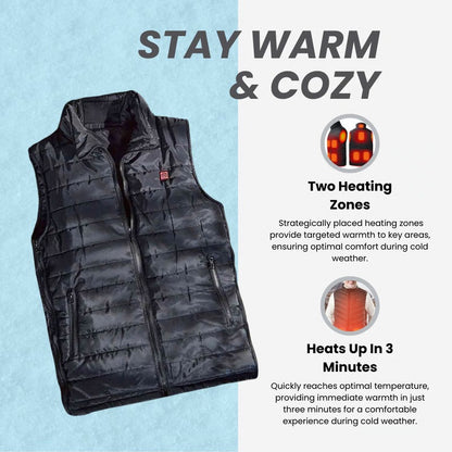 Unisex Tech Heated Vest with 3 Heat Levels and Rapid Warm-Up Technology and Lightweight Thermal Insulation