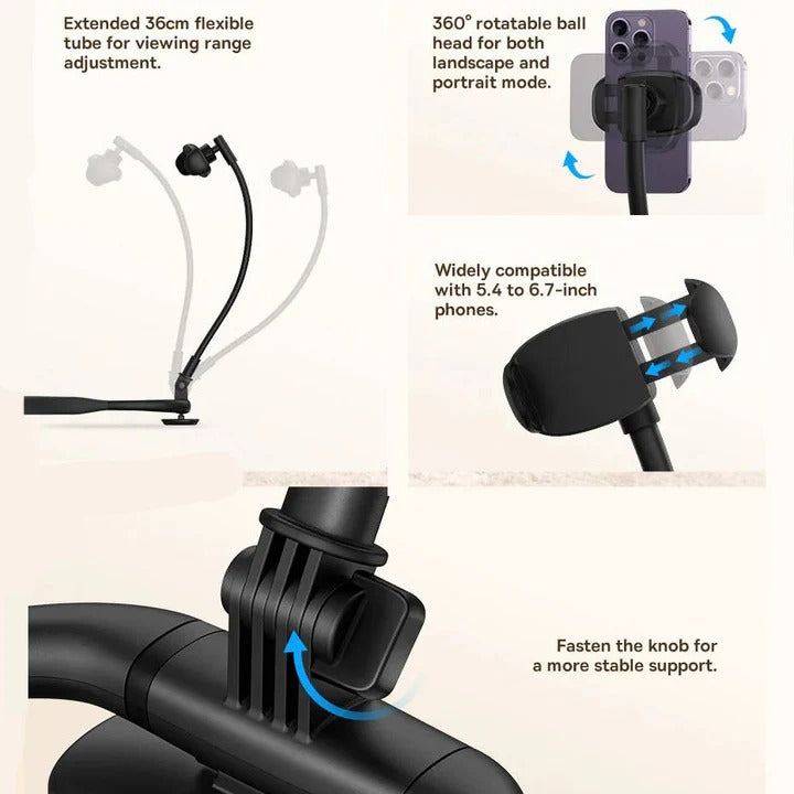Portable Phone Holder for Bed and Desk and Flat Surfaces with Flexible Positioning