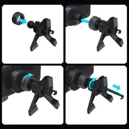 Wireless Car Charger Mount, Auto Clamping Phone Holder, Dual Coil Fast Charging, Air Vent Clip