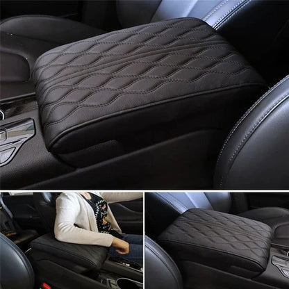 Universal Automotive Armrest Cushion in Quilted Leather Style