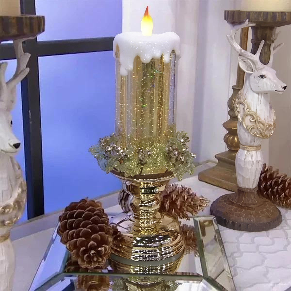 USB Rechargeable LED Glitter Candles with Automatic Swirling Effect