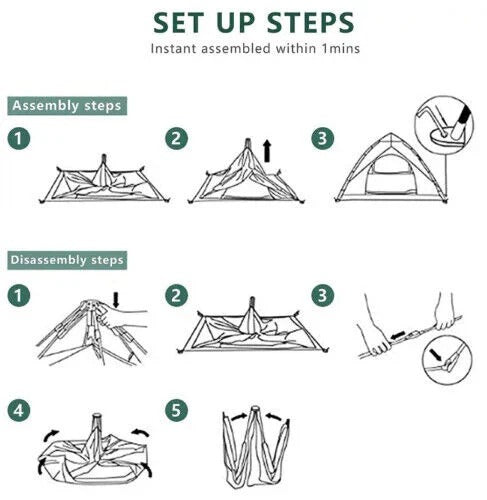 Instant Pop-Up Tent, 3-4 Person Fast Pitch Camping Shelter, Lightweight Outdoor Dome