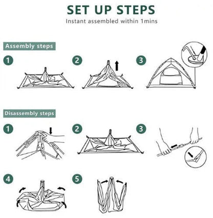 Instant Pop-Up Tent, 3-4 Person Fast Pitch Camping Shelter, Lightweight Outdoor Dome